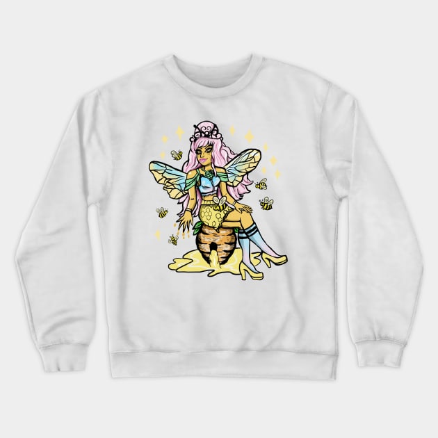 Queen Bee Honey Comb Kawaii Pastel Goth Crewneck Sweatshirt by LunaElizabeth